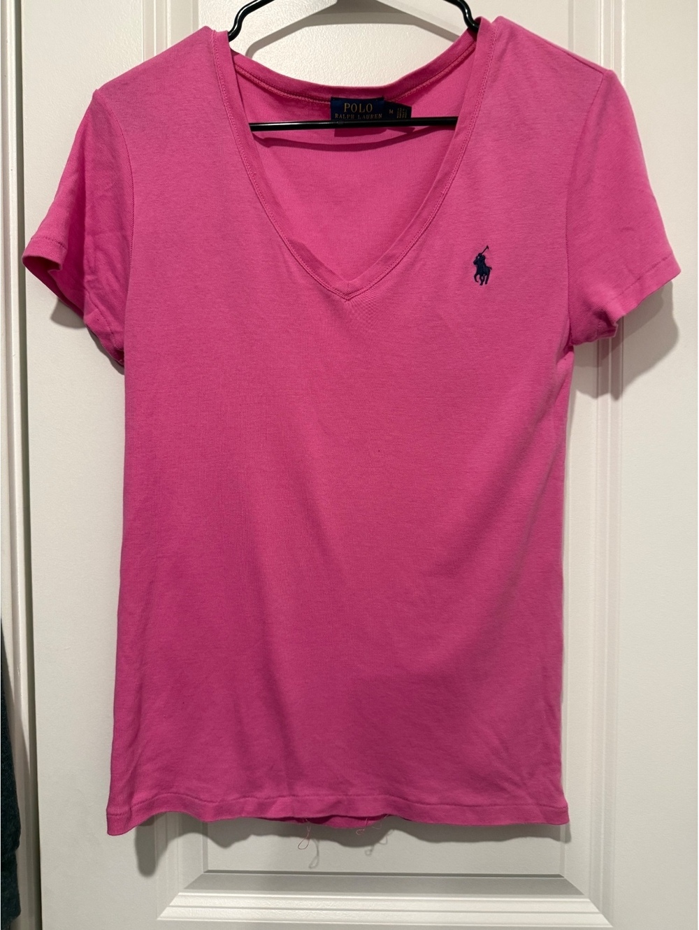 Polo Ralph Lauren Women's Pink V-Neck Short Sleeve T-Shirt Size M